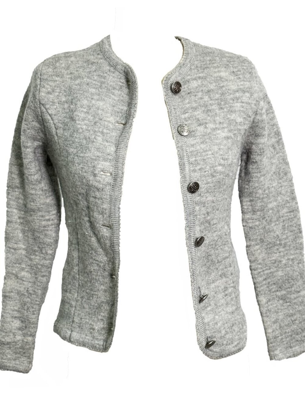 Vintage Worthington 100% Wool Gray Fitted Cardigan - Petite M